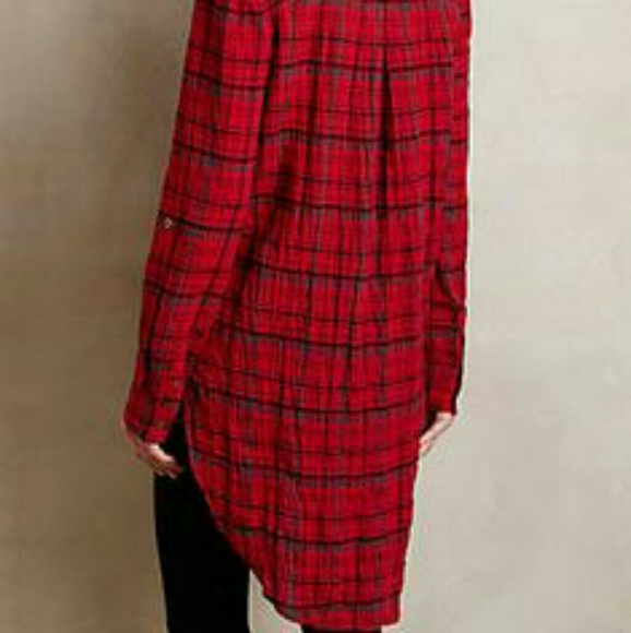Halfpenny Plaid Tunic Holding Horses Red XS - Picture 4 of 6